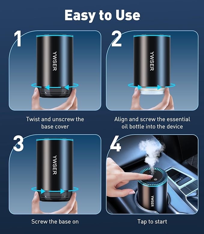 Smart Car Air Freshener, Car Air Freshener Diffuser with Starry Sky Projection and 50ml Perfume, Auto On/Off Intelligent, 3 Mode Adjustable Rechargeable Aroma Diffuser, Encounter