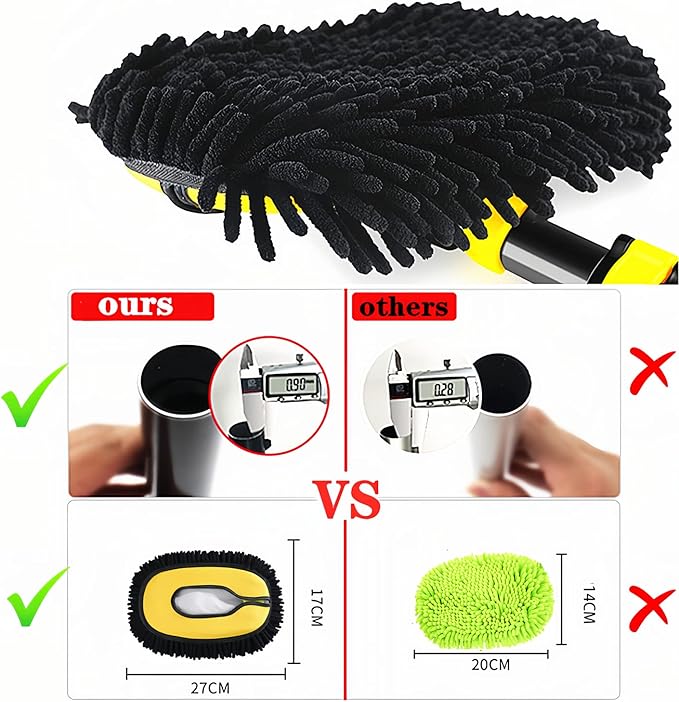 Upgrade Car Wash Brush Mop with Long Handle,Microfiber Mitt Car Cleaning Supplies Kit Car Wash Kit Tools Accessories