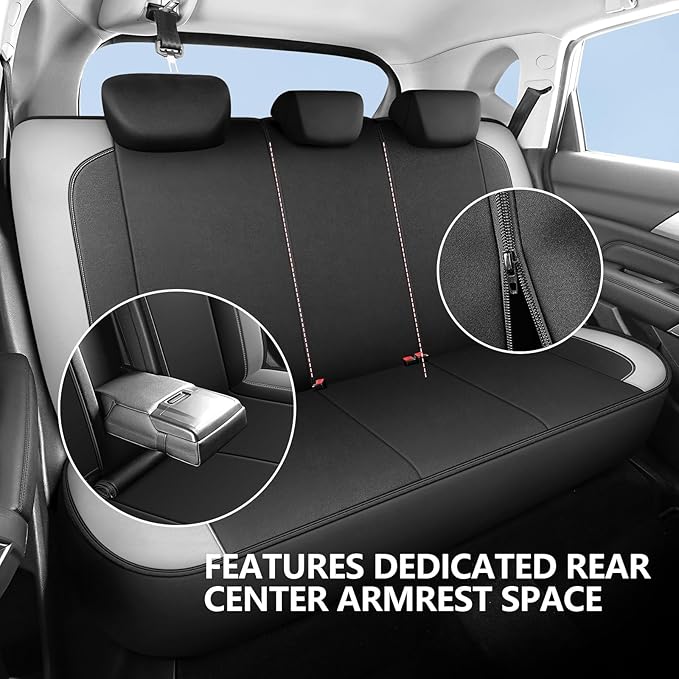 Neoprene EVA Waterproof Seat Covers, Premium Cloth Car seat Covers Full Set, Airbag Compatibable, Durable, All Season Protection Universal for Most Cars,Trucks,SUVs(Black LightGray 816)