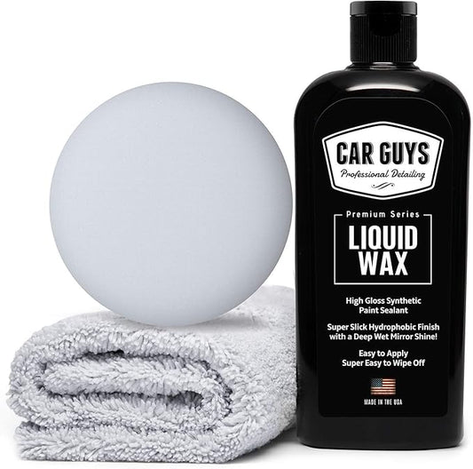 CAR GUYS Liquid Wax | Advanced Car Wax | Superior Protection with a Carnauba Shine | For all Paint Colors and Excellent Black | 8 Oz Kit