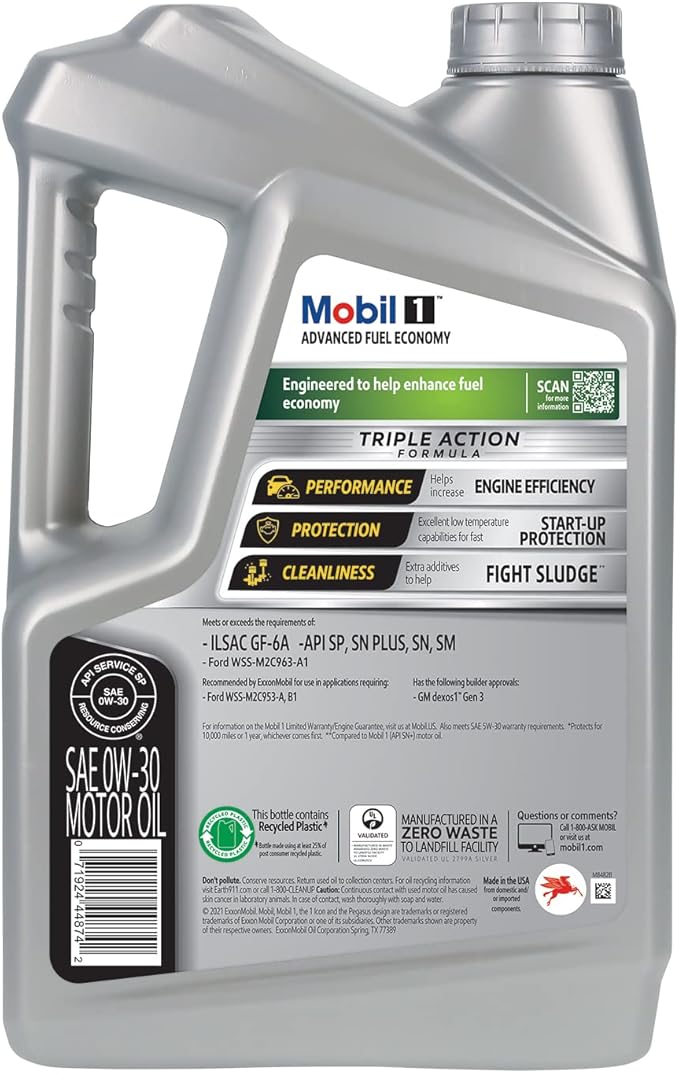 Mobil 1 Full Synthetic Motor Oil 0W-30 | Advanced Fuel Economy | 5 Quart | Pack of 2