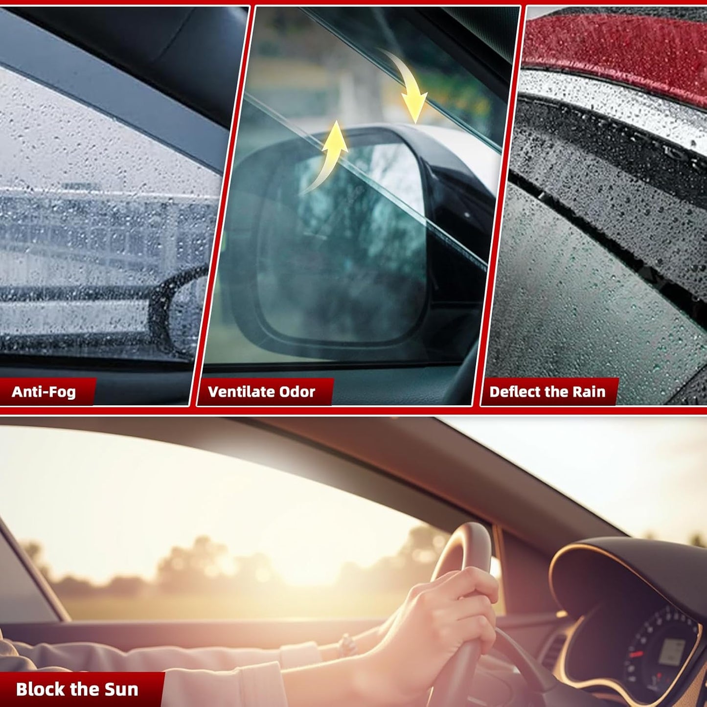 in Channel Window Visors Rain Guards Fit for 2012 2013 2014 2015 2016 Honda CRV, Durable Vent Wind Deflectors Shades Shield for 12 13 14 15 16 CR-V SUV