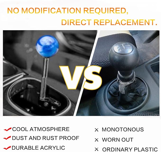 Round Ball Shift Knob Universal Marble Style Gear Shift Knob 5 6 Speed for Manual Automatic Vehicles with Adapters (Dark Blue)