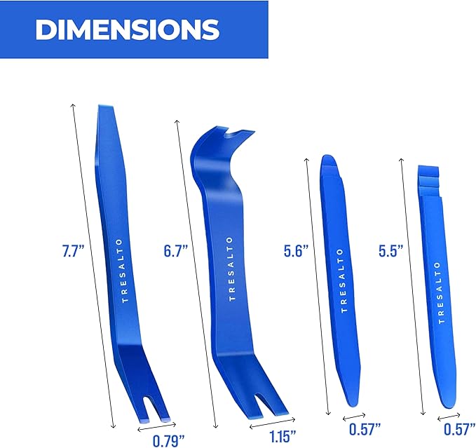 Auto Trim Removal Tool Set - 4pcs No-Scratch Plastic Pry Tool Kit for Car Interior - Fastener, Clip, Door Panel, Molding, and Dashboard Removal Tools - Easy-to-Use Auto Trim Tools for Vehicles