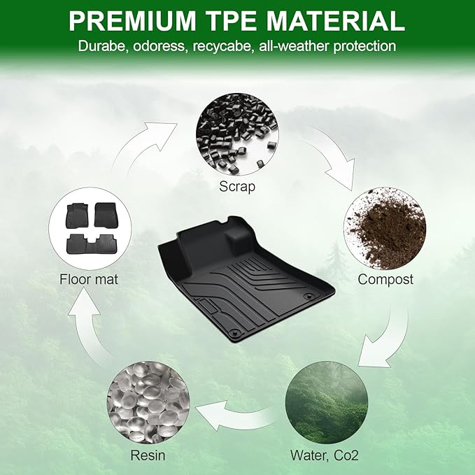 Floor Mats for 2019-2025 2026 Nissan Altima, TPE All Weather Front Rear 2 Row Interior Car Floor Liners Door Sill Guards for Altima SV SR Accessories