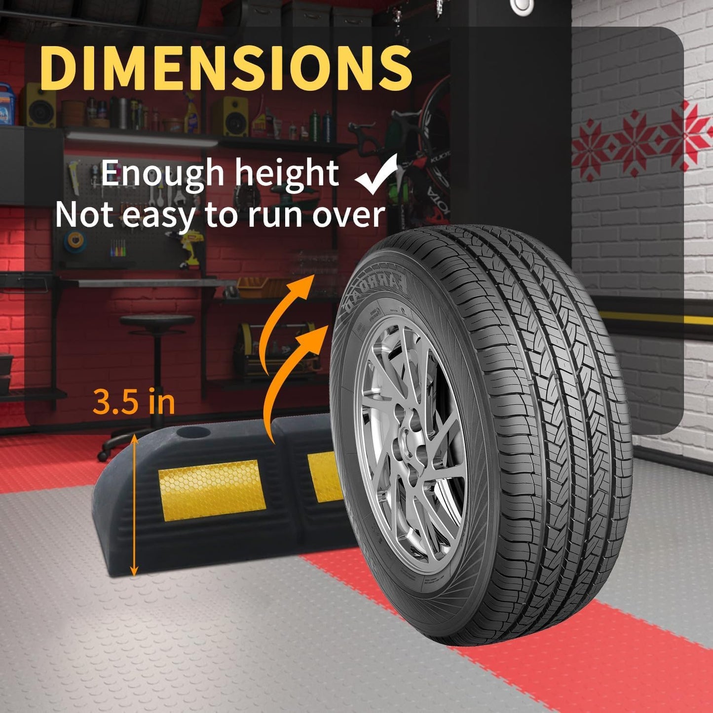 Parking Stopper for Garage Parking Aid 4 Pack Block, Car Truck Curb Floor Parking Lot Wheel Tire Stops Bumpers with Bolt Installation, Rubber Vehicles Aid Gadgets