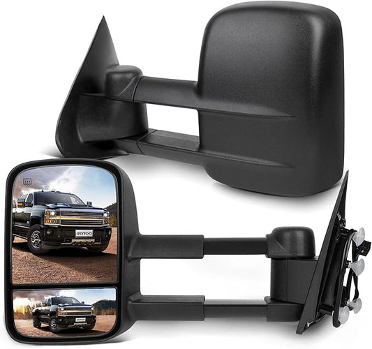 SCITOO Towing Mirrors fit 2014-2017 for Chevy Silverado for GMC Sierra 1500 2015-2016 for Silverado for Sierra 2500HD 3500HD Pickup Tow Mirror Power Heated