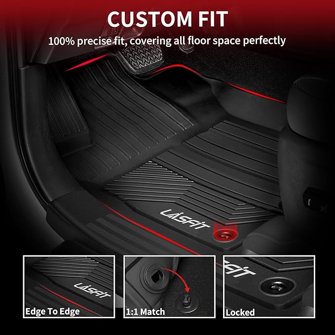 LASFIT Floor Mats for Toyota RAV4 2019-2024 2025(Not Fit Hybrid) All Weather Mats for Toyota RAV 4 XLE/LE/Limited/TRD/Adventure TPE Custom Fit Floor Liner Front and Rear 2 Row Car Mats, Black