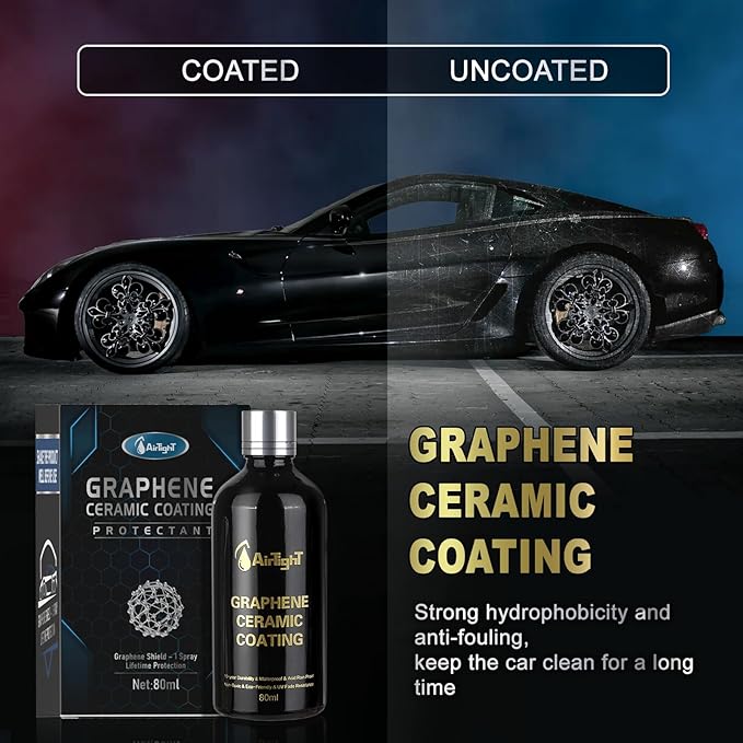 AirTighT Advanced Graphene Ceramic Coating- Self-Cleaning Effect Ultra-High Gloss, Long-Term Protection for Cars, Motorcycle & More,10+ Years Protection Extremely Hydrophobic Anti Scratch