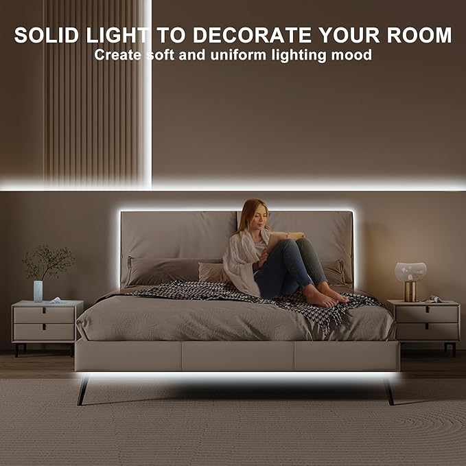 16.4ft COB Led Strip Light with Remote, 6500K Dimmable Bright Daylight White Led COB Strip Light, White Continuous Led Strip Light for Mirror, Stair, Cabinet, Room