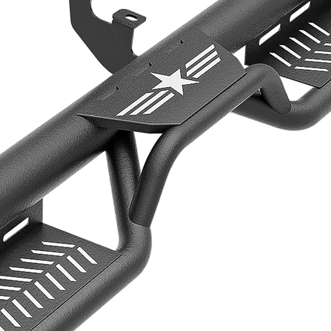 Crew Cab Three Raised Steps Running Boards Side Steps Compatible for 2015-2025 Chevy Colorado & GMC Canyon Crew Cab (4 Full Size Doors), Two Stairs Design Bolt-on Side Rails Step Nerf Bar