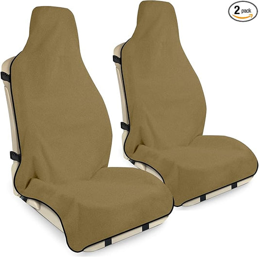 Waterproof Seat Cover Towel, 2PCS Premium Sweat Carseat Protector, Perfect for Universal Anti-Slip Car Truck SUV Seat, Great for Surfing Yoga Gym Workout, Brown