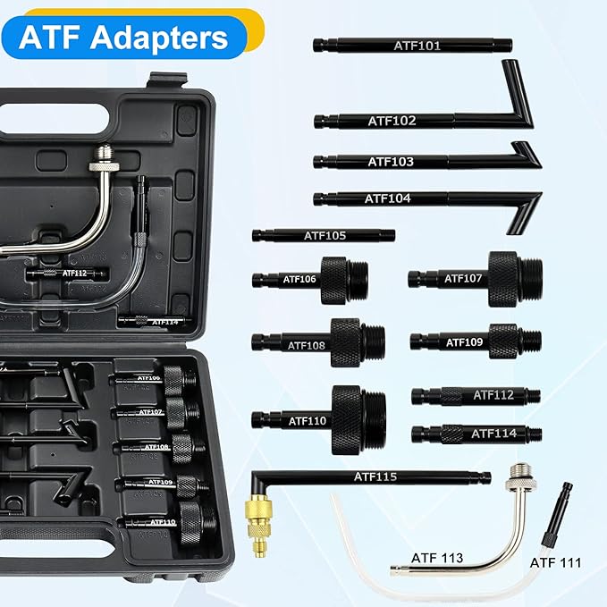JoyFans 7.5 Liter Manual Transmission Fluid Pump, ATF Refill Fill System Dispenser Kit, Portable Automatic Oil Transfer Change Filling Tool with 15PCS ATF Adapters on Most Vehicles Cars