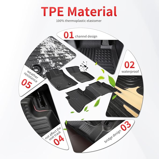 Wayhigh-All Weather Floor Mats and Cargo Mat Set Fit for 2025 2026 Nissan Armada/Infiniti QX80 7 Seats (Bucket Seat) TPE Car Mats Waterproof Heavy Duty Rubber Floor Liners for Armada 2025 Accessories