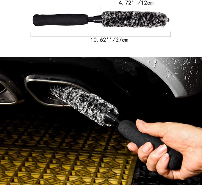 Metal Free Soft Wheel Cleaner Brush, Synthetic Wool Rim Cleaning Brush, Highly Water Absorption, Dense and Durable Tire Brush for Cleaning Wheels, Rims, Spokes, Fenders, Engines…