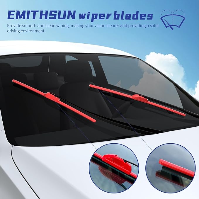 OEM QUALITY 26" + 18" Premium All-Seasons Durable Stable And Quiet Red Windshield Wiper Blades (Set of 2)