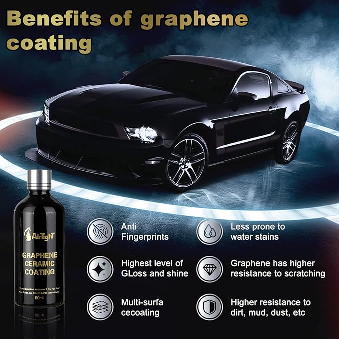 AirTighT Advanced Graphene Ceramic Coating- Self-Cleaning Effect Ultra-High Gloss, Long-Term Protection for Cars, Motorcycle & More,10+ Years Protection Extremely Hydrophobic Anti Scratch