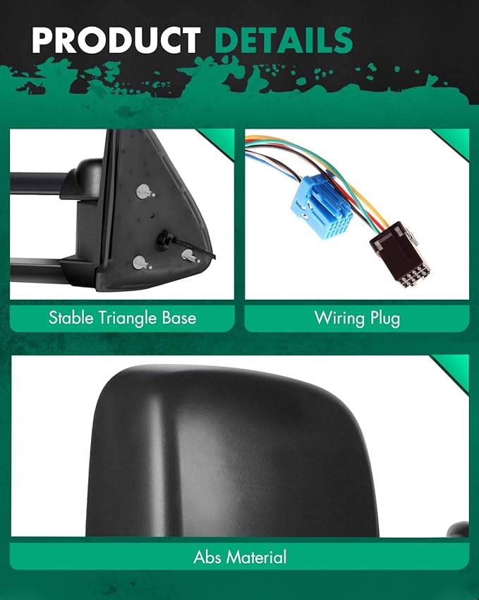 SCITOO Towing Mirrors fit for Chevy for GMC Pickup Truck 2003-2007 for Chevy for GMC for Silverado for Sierra Power Heated Signal Telescopic Pair Mirrors GM1320355 GM1321355