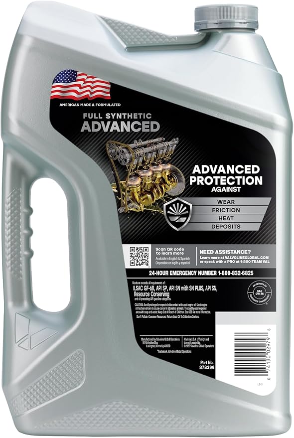 Valvoline Advanced Full Synthetic SAE 0W-16 Motor Oil 5 QT