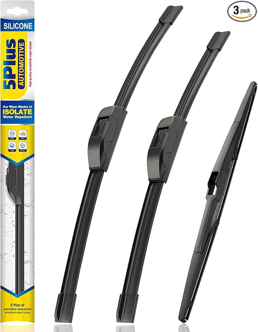 5 PLUS® Silicone Windshield Wipers Replacement for Lexus RX330 2004-2006,RX350 2007-2009,RX400h 2006-2008 Wiper Blades(Set of 3),Automotive Replacement Windshield Wiper Blades For My Car-26"/22"/14"