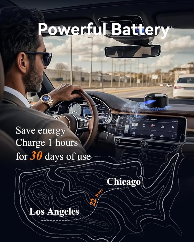 TORRAS Smart Car Air Freshener, Ultra-wide Ultrasonic Atomization Car Freshener, Blue Ambient Light, AUTO On/Off, Adjustable Mode, Natural fragrance, Bamboo Forest Scent