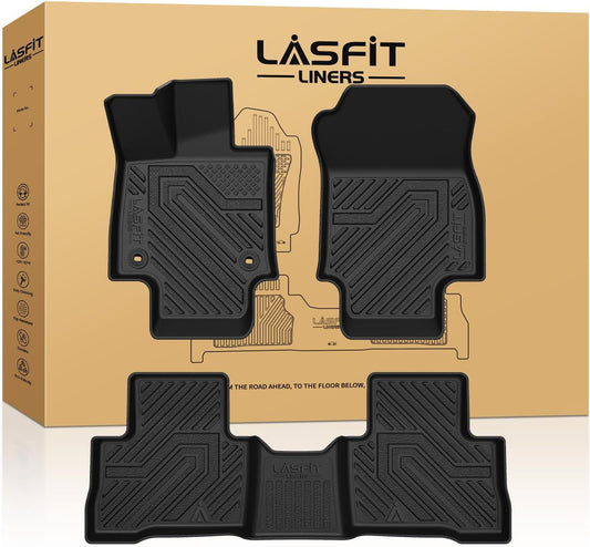 LASFIT Floor Mats for Toyota RAV4 2019-2025 (Only Fit Hybrid & Prime) | Hybrid LE/XLE/XSE/Limited & Prime All Weather TPE Custom Fit Floor Liner for RAV 4 1st and 2nd Row Car Mats Accessories, Black