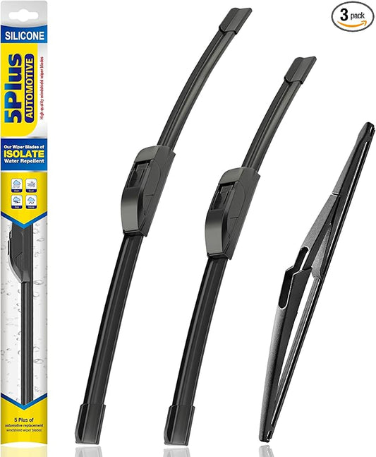5 PLUS® Silicone Windshield Wipers Replacement for 2018-2024 Nissan Kicks Wiper Blades(Set of 3),Automotive Replacement Windshield Wiper Blades For My Car-26"/16"/12"