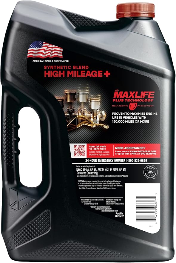 Valvoline High Mileage 150K with Maxlife Plus Technology 10W-30 Motor Oil 5 Quart