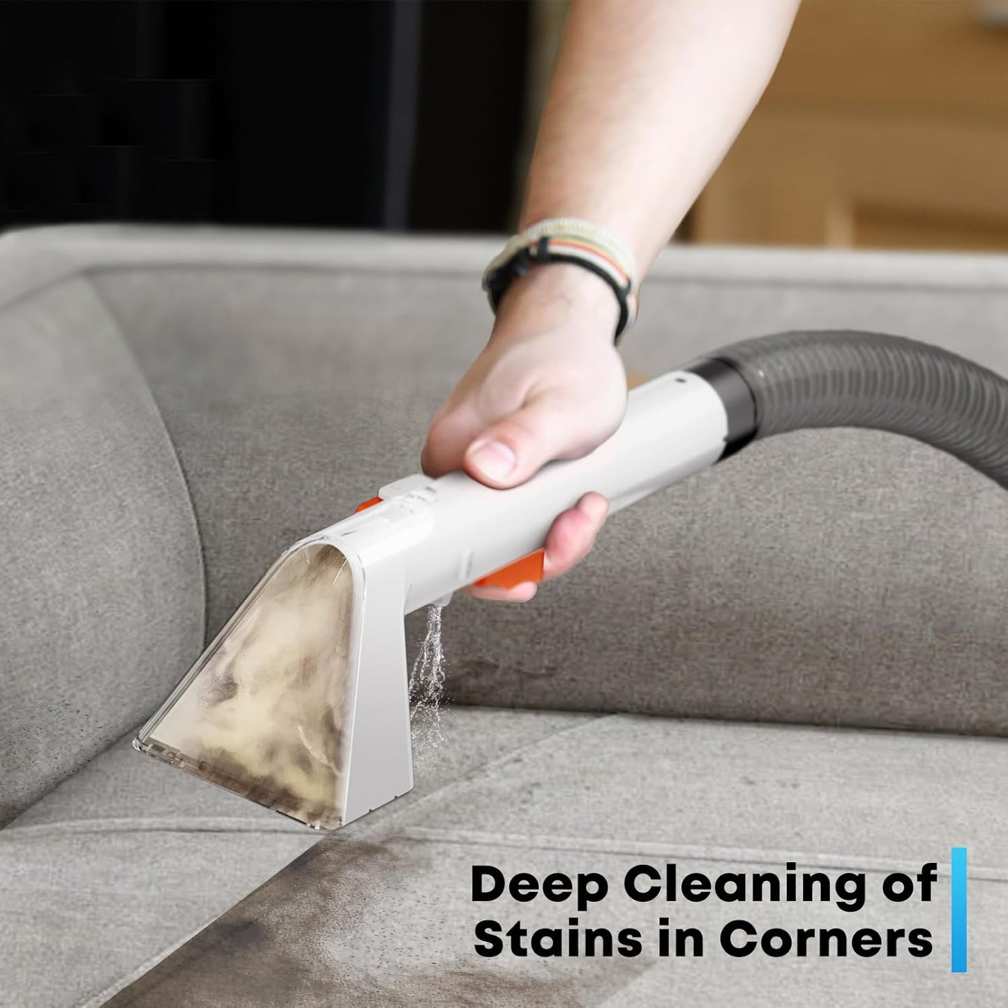 Portable Carphcleaner & Upholstery Cleaner Machine - Multi-Surface Carpet Shampooer with Powerful Suction, Handheld Spot Cleaner for Pets, Stains, Auto Detailing, Furniture, Couch, Car Seats (Silver)