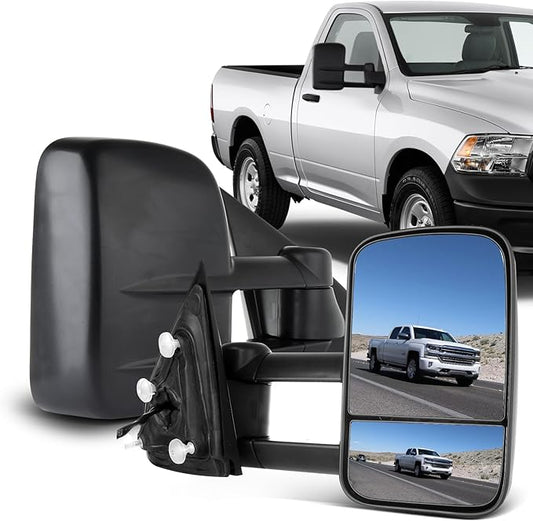 ECCPP Towing Mirrors Tow Mirrors With 2014-2018 For Chevy For GMC 1500 2015-2020 For Chevy For GMC 2500 HD 3500 HD Power Adjusted Heated No Turn Signal Light Black Pickup