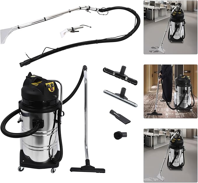 2110W 80L Portable Carpet Cleaner Machine, 3 in 1 Carpet Spraying Floor Brush Cleaner Extractor Upholstery Wet Dry Vacuum Cleaner, Portable Carpet & Upholstery Spot Cleaner for Hotels, Offices
