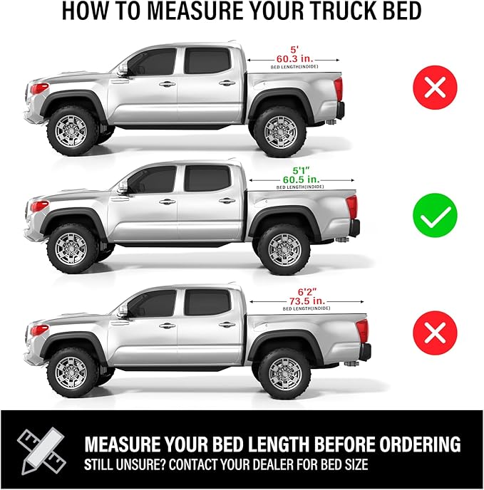 Hard Low Profile Quad-Fold Aluminum Truck Bed Tonneau Cover Compatible with 2016-2023 Toyota Tacoma 5ft Bed (60")