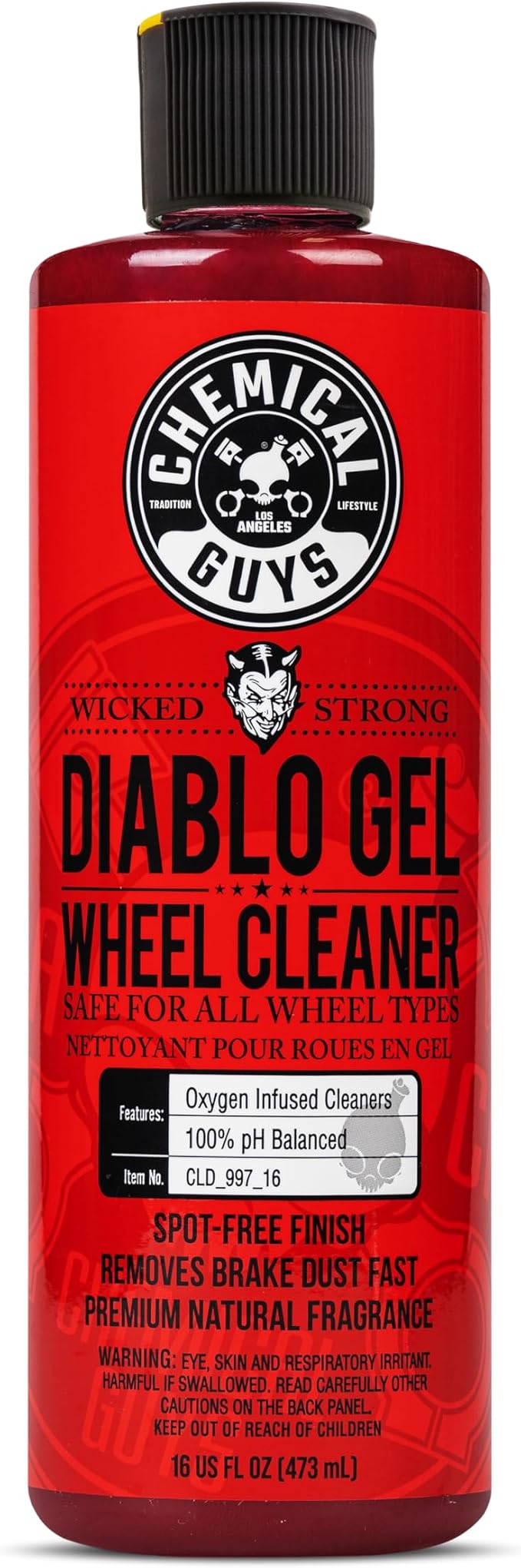 Chemical Guys Diablo Gel Oxygen Infused Foam Wheel & Rim Cleaner - Concentrated Formula Safe on All Wheel Finishes, Removes Brake Dust, Dirt & Grime, for Cars, Trucks, SUVs, Motorcycles & RVs, 16 oz