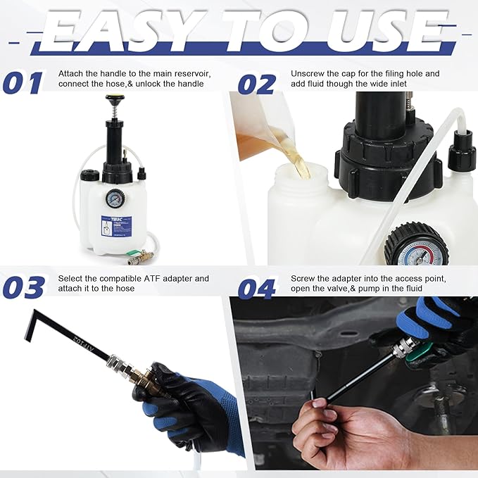 Transmission Fluid Transfer Pump,3L Manual Refill System Dispenser with Pressure Gauge,Automotive Transmission Dispenser Pump Tool Set Oil with 12pc ATF Adapters