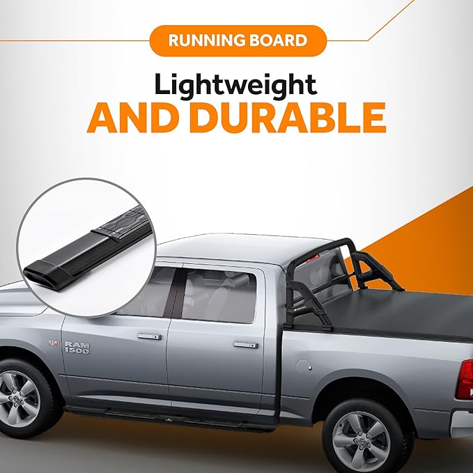KEKO - Running Boards Compatible with 1500 - Crew Cab 2019-2025 - Truck Side Steps, Nerf Bars for Trucks - Anti-Slip Stepping Plates, Easy Install, Truck Accessories - 6005 T6 Aluminum & Alloy Steel
