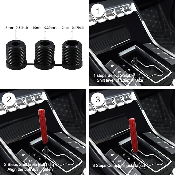 Long Shift Knob Weighted Aluminum Alloy Polished Metal Driving Handle Stick Gear Shifter Knobs Transmission Lever 7 inch Fit Most Cars Trucks SUV Automated Manual Vehicles Red