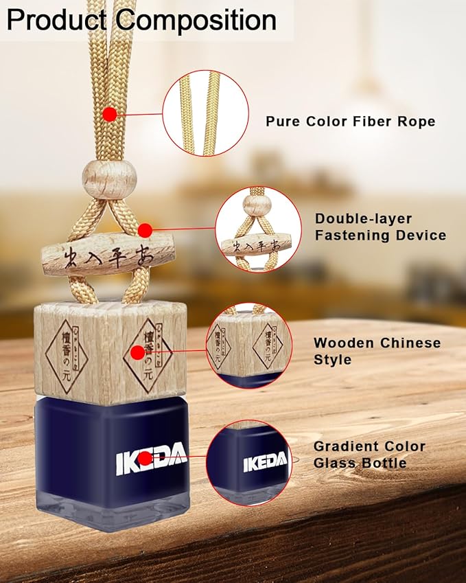 Car Air Freshener Hanging, Square 10ml Car Scent Vent Clip Bottle, 45-Days Long Lasting Fragrance, Essential Oil Diffuser Odor Eliminator for Women Men (Square-Dusk)