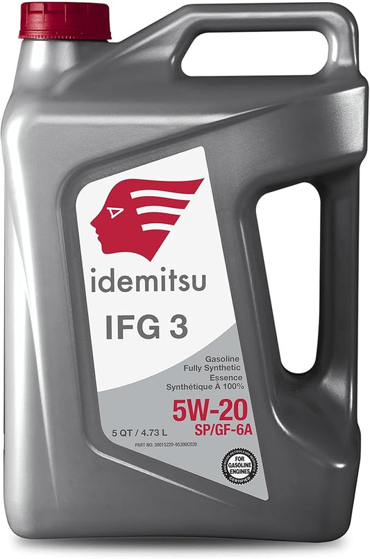 Idemitsu IFG 3 5W-20 Motor Oil Full Synthetic – 5 Quart | SP/GF-6A Certified Engine Oil for TGDI & PFI Engines | Engineered for Maximum Efficiency and Protection