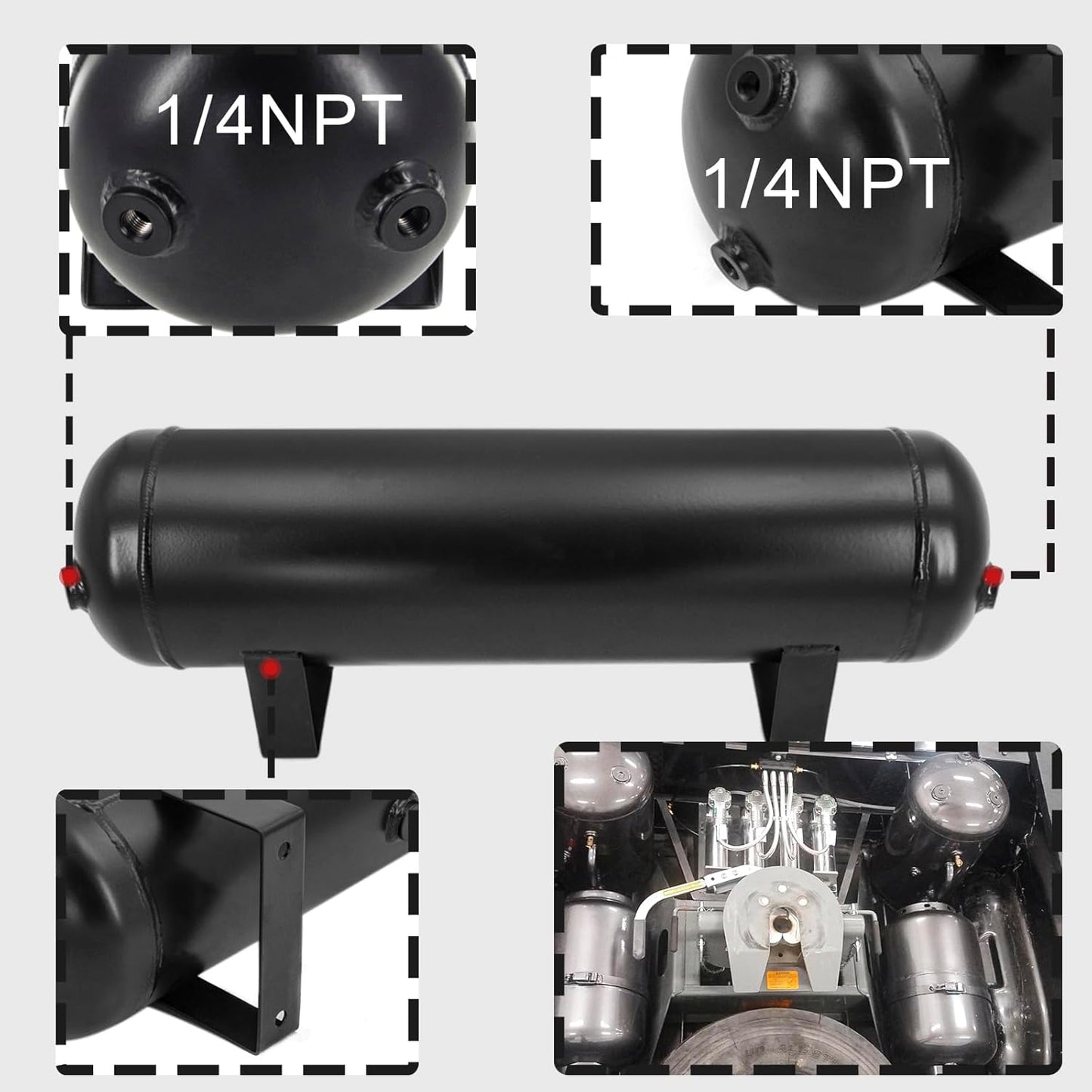 4 Gallon Air Tank for Suspension/Air Ride/Bag/Car Train Truck Horn 15 Liter Compressed Air Storage Tank Air Ride Receiver Tank