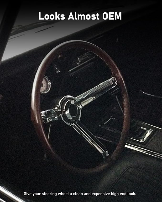 BELINOUS Leather Steering Wheel Cover Lace Up, Stitch On Wrap, Universal Fit 13-20 inch Car Truck SUV Pickup Boat, A Whole Piece of Cowhide, DIY Stitch w/Needle Thread (Size M4, Coffee)