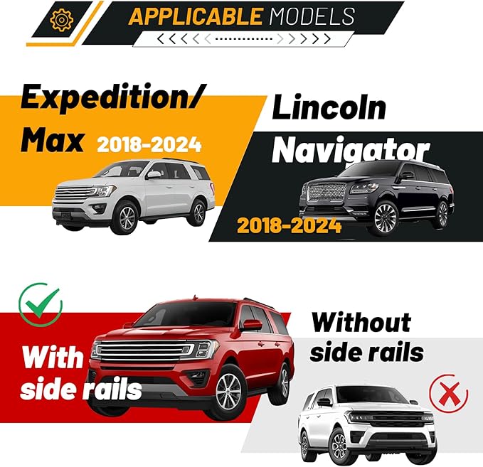 Roof Racks Cross Bars Fit for Ford Expedition/Max 2018-2025 & Lincoln Navigator 2018-2024 with Side Roof Rails 220lbs Heavy Duty Aluminum Cargo Luggage Carrier