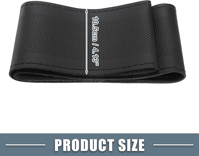 Car Hand Sewn DIY Steering Wheel Cover Breathable Comfortable 32-35cm Stitch on Wrap Cover Microfiber Leather Black Stitches