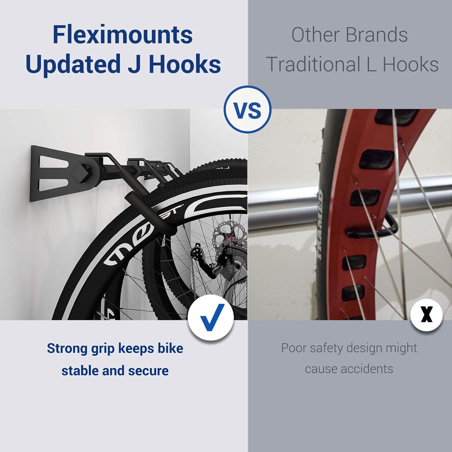 FLEXIMOUNTS 6 Bike Storage Rack, Heavy Duty Wall Mount Hanger for Home & Garage, Holds Up to 300lbs