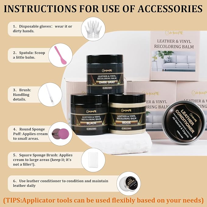 8.8oz Leather Recoloring Balm with 100ml Mink Oil,Gray Leather Repair Kit for Furniture,Leather Repair Cream,Leather Scratch Repair for Car Interior,Leather Conditioner for Couch