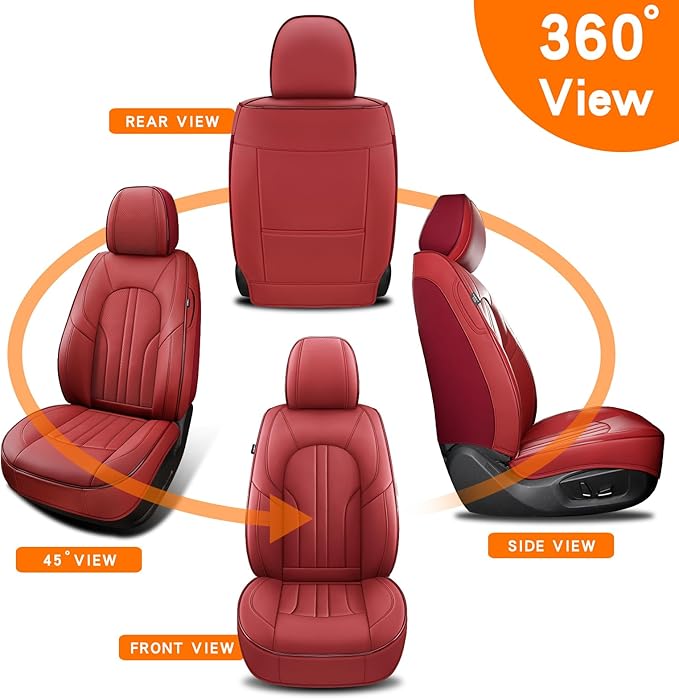 Car Seat Covers,Car Seat Protector Waterproof,Seat Covers Front Set, Car Seat Protectors,Automotive Seat Covers Fit for Most Cars Wine Red