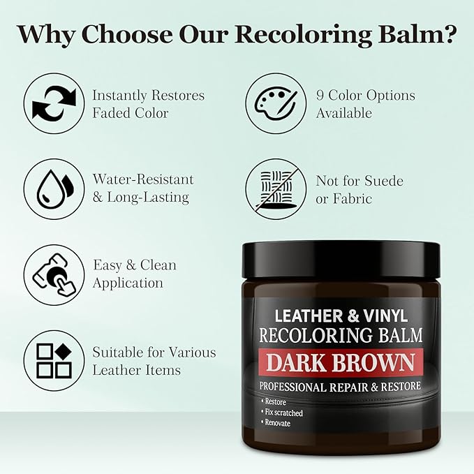 Leather Color Restorer, Recoloring Balm, Scratch Remover, Dye, Paint, Repair Kit for Furniture, Couches, Car Seats, Shoes, Bags, White