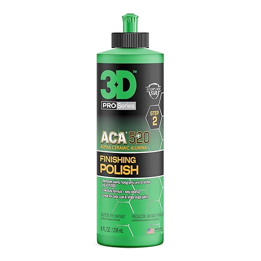 3D ACA 520 Finishing Polish - 8oz - Step 2 Body Shop Finishing Polish - Easy Clean Up, Superior Finish, No Fillers - True Paint Correction - Alpha Ceramic Alumina
