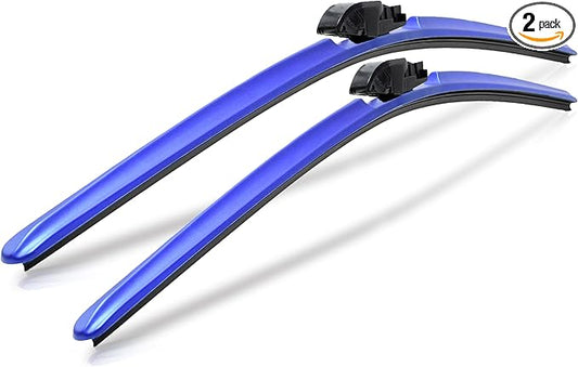 ClixWipers 22" + 18" (Set of 2) Blue All Weather Premium Automotive Replacement Windshield Wiper Blades, Passenger and Driver Side Winter Wiper Blades for Various Car Models