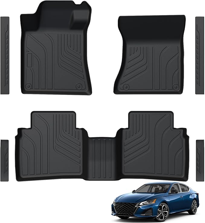 Floor Mats for 2019-2025 2026 Nissan Altima, TPE All Weather Front Rear 2 Row Interior Car Floor Liners Door Sill Guards for Altima SV SR Accessories