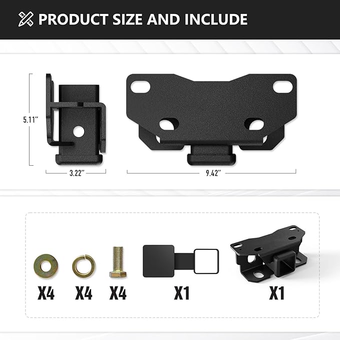 for GX460 Accessories Trailer Hitch Receiver, Class 3 Towing Hitch Kit with Cover Compatible with 2010-2024 GX460 GX 460, 2 Inch Class III Tow Hook Receiver Combo (Textured Black)